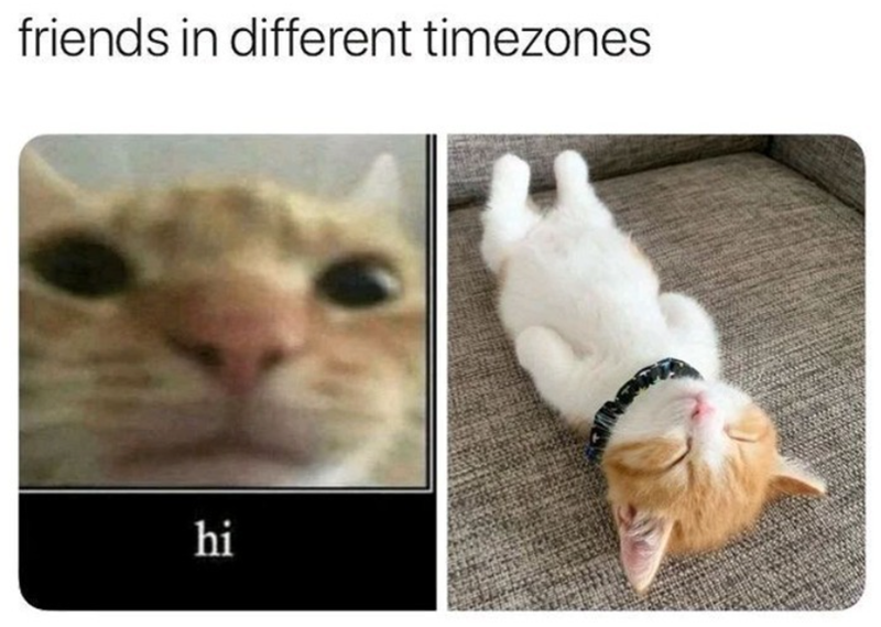 friends in different timezones hi