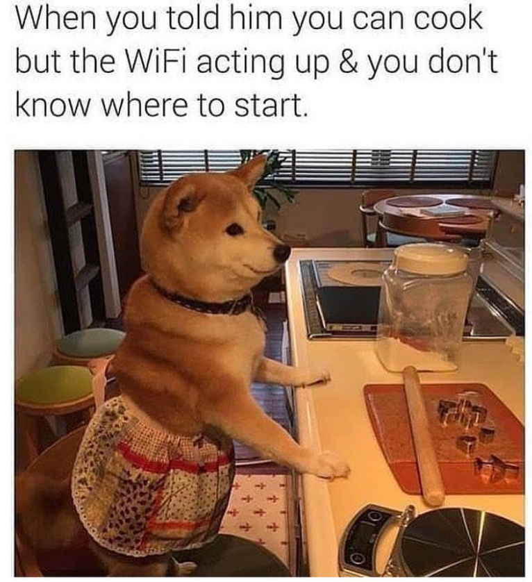 When you told him you can cook but the WiFi acting up & you don't know where to start. WAY