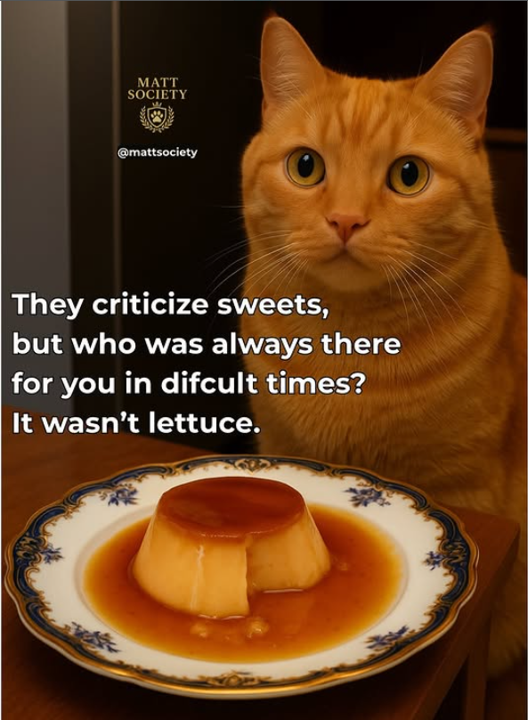 MATT SOCIETY @mattsociety They criticize sweets, but who was always there for you in difcult times? It wasn't lettuce.
