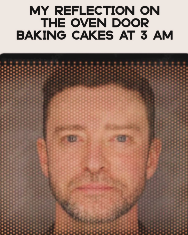 MY REFLECTION ON THE OVEN DOOR BAKING CAKES AT 3 AM
