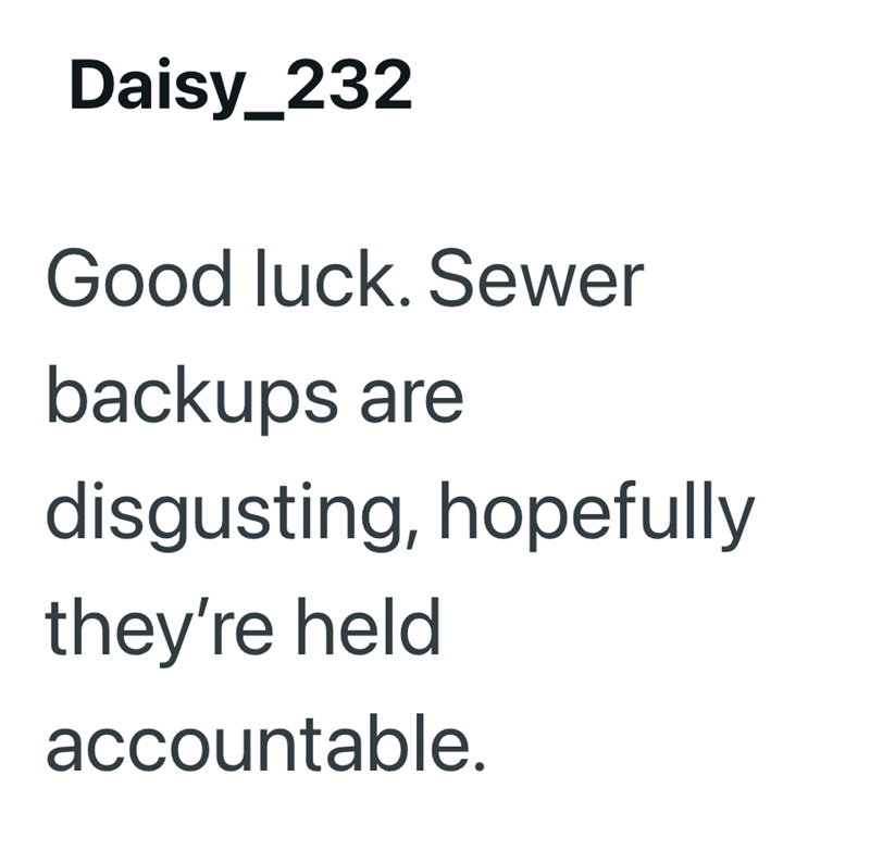 Daisy_232 Good luck. Sewer backups are disgusting, hopefully they're held accountable.