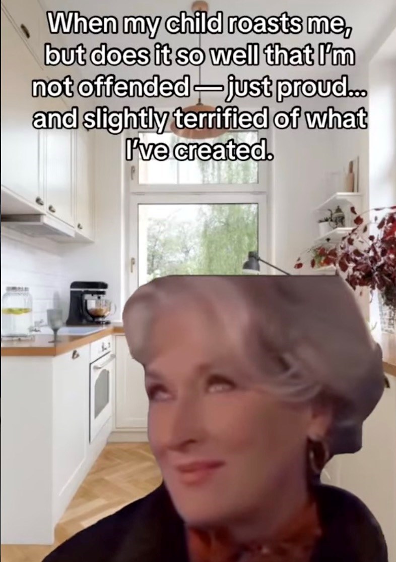 When my child roasts me, but does it so well that I'm not offended-just proud... and slightly terrified of what I've created.
