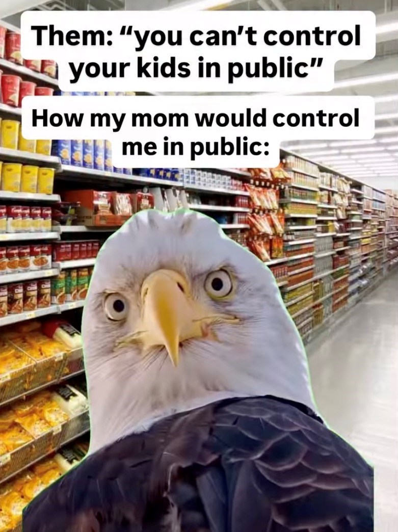 Them: "you can't control your kids in public" How my mom would control me in public: