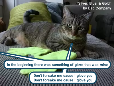 "Silver, Blue, & Gold" by Bad Company In the beginning there was something of glove that was mine Don't forsake me cause I glove you Don't forsake me cause I glove you