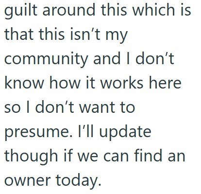 guilt around this which is that this isn't my community and I don't know how it works here so I don't want to presume. I'll update though if we can find an owner today.