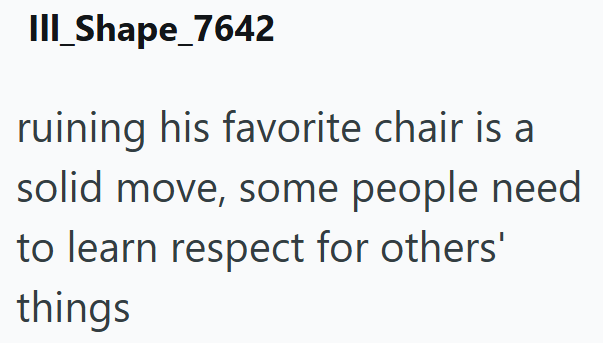III_Shape_7642 ruining his favorite chair is a solid move, some people need to learn respect for others' things