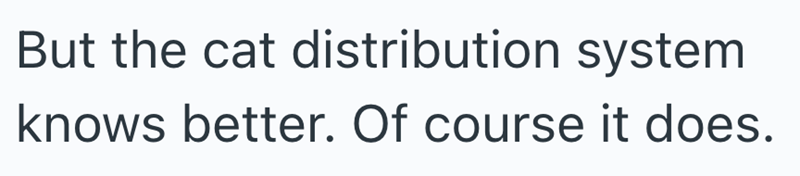 But the cat distribution system knows better. Of course it does.