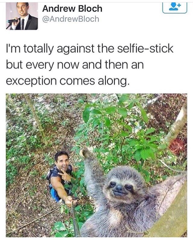 Andrew Bloch @AndrewBloch I'm totally against the selfie-stick but every now and then an exception comes along.