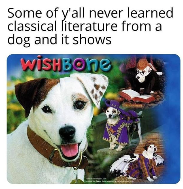 Some of y'all never learned. classical literature from a dog and it shows WISHBONE 02006 Big Feat Entertainmedigte bere