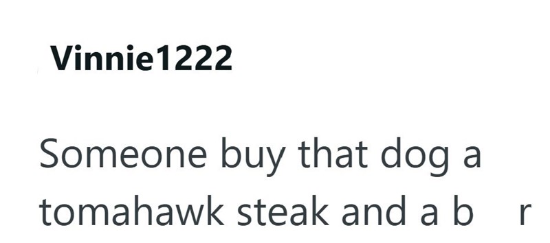 Vinnie1222 Someone buy that dog a tomahawk steak and a b r