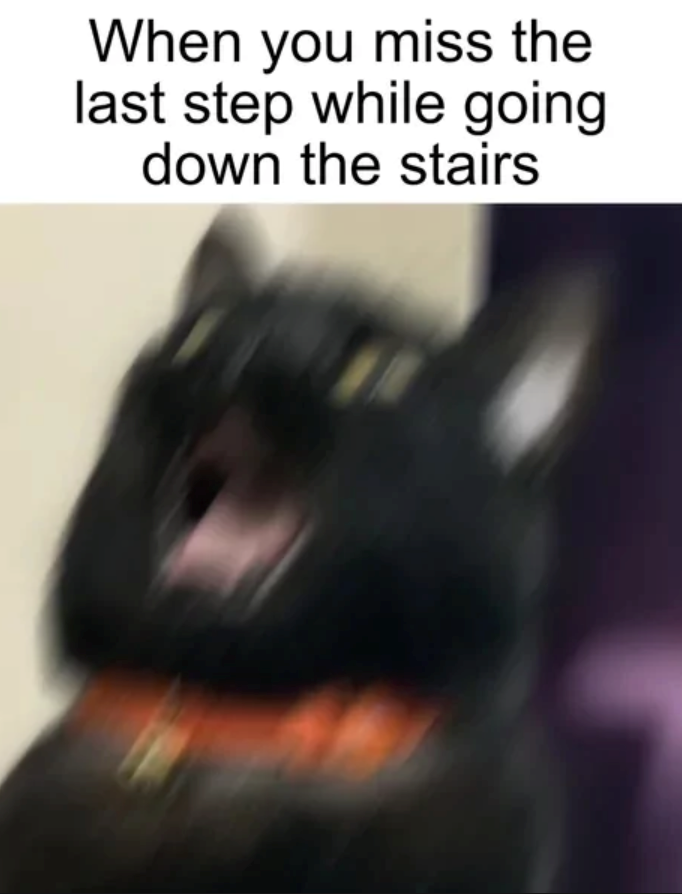 When you miss the last step while going down the stairs