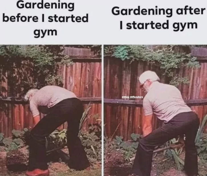 Gardening before I started gym Gardening after I started gym Flex Offenders