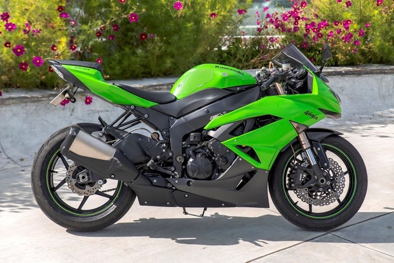 A green motorcycle