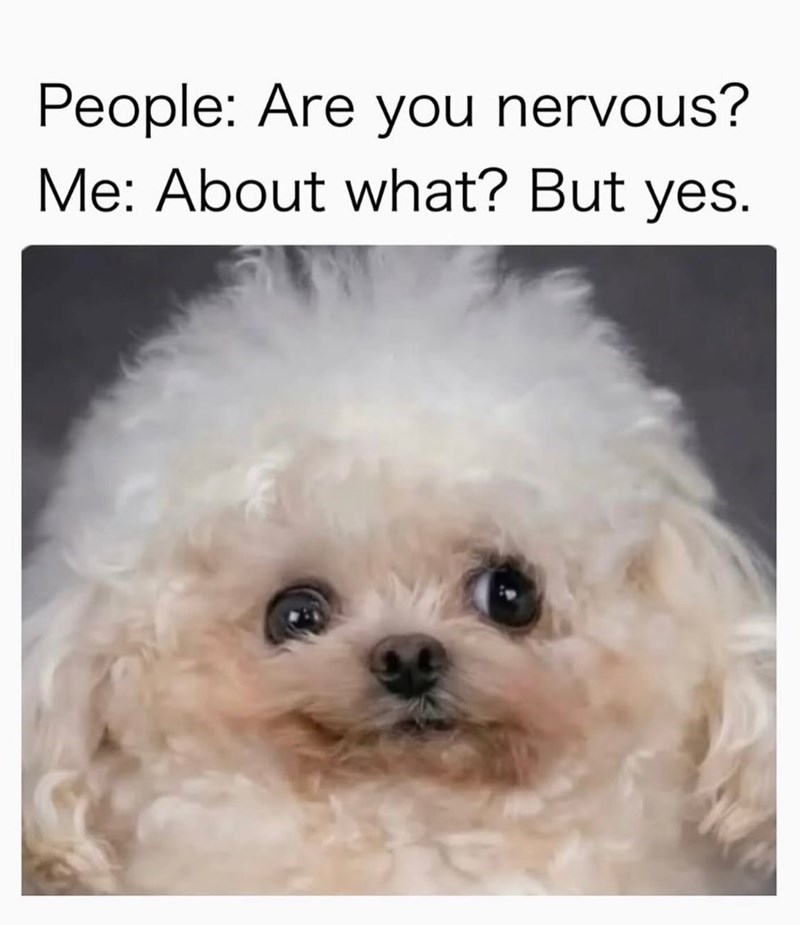 People: Are you nervous? Me: About what? But yes.