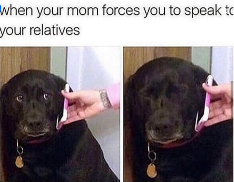 when your mom forces you to speak to your relatives