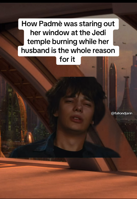 How Padmè was staring out her window at the Jedi temple burning while her husband is the whole reason for it @fallondjarin