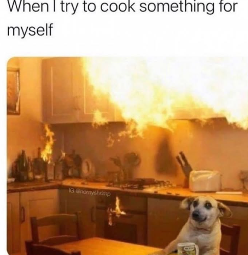 When I try to cook something for myself IG @hornyshrimp