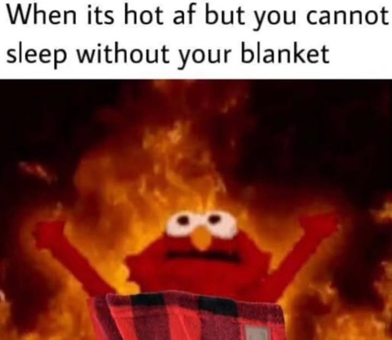 When its hot af but you cannot sleep without your blanket