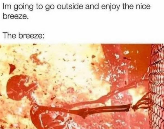 Im going to go outside and enjoy the nice breeze. The breeze: