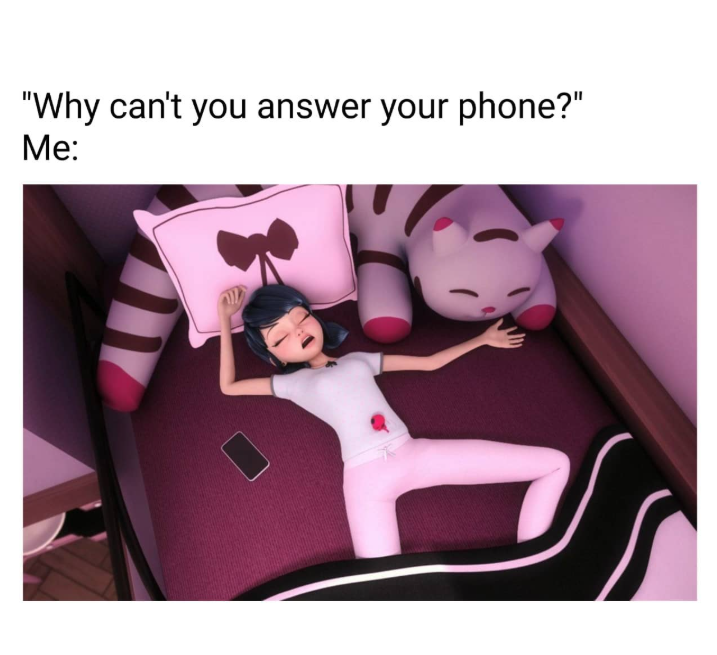 "Why can't you answer your phone?" Me: