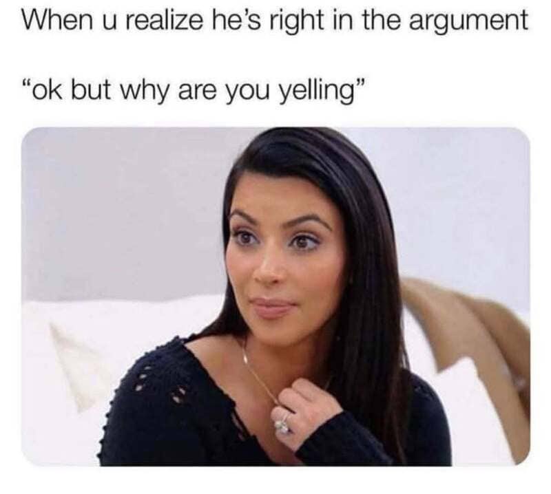 When u realize he's right in the argument "ok but why are you yelling"