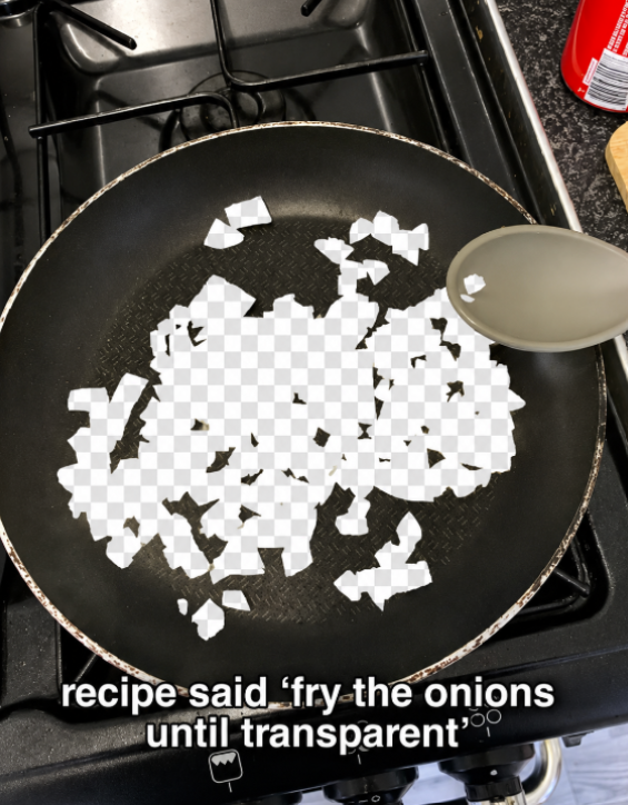 TE recipe said fry the onions until transparent"