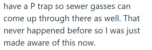 have a P trap so sewer gasses can come up through there as well. That never happened before so I was just made aware of this now.