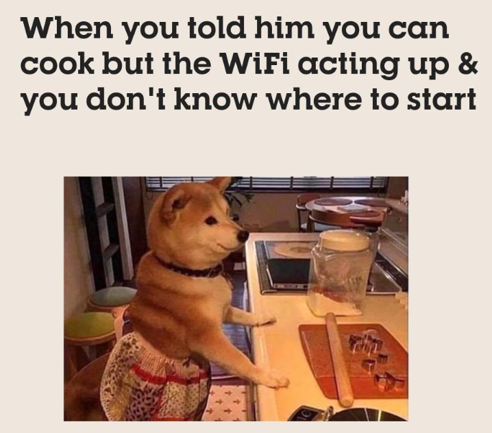 When you told him you can cook but the WiFi acting up & you don't know where to start