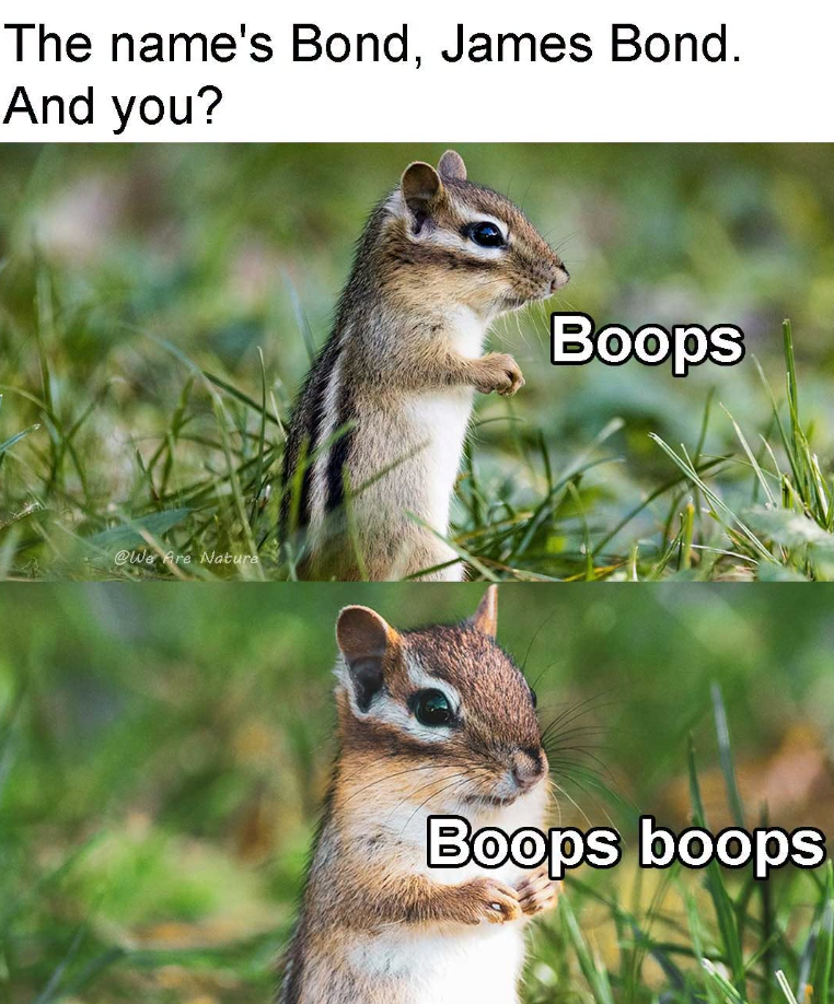 The name's Bond, James Bond. And you? @We Are Nature Boops Boops boops