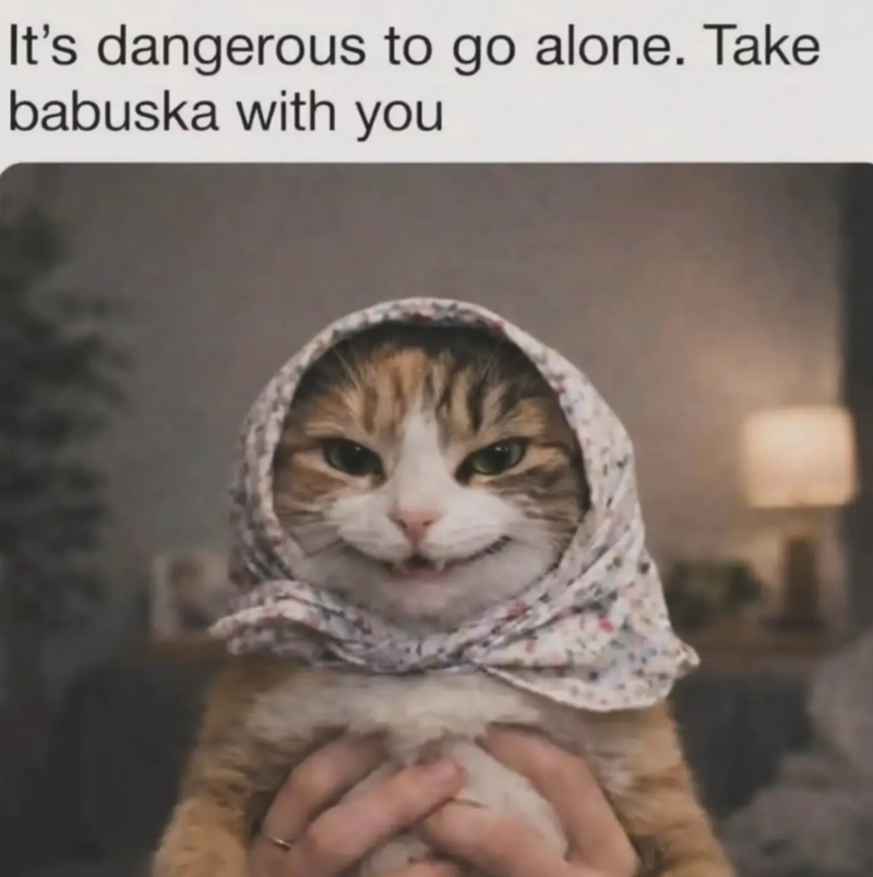 It's dangerous to go alone. Take babuska with you