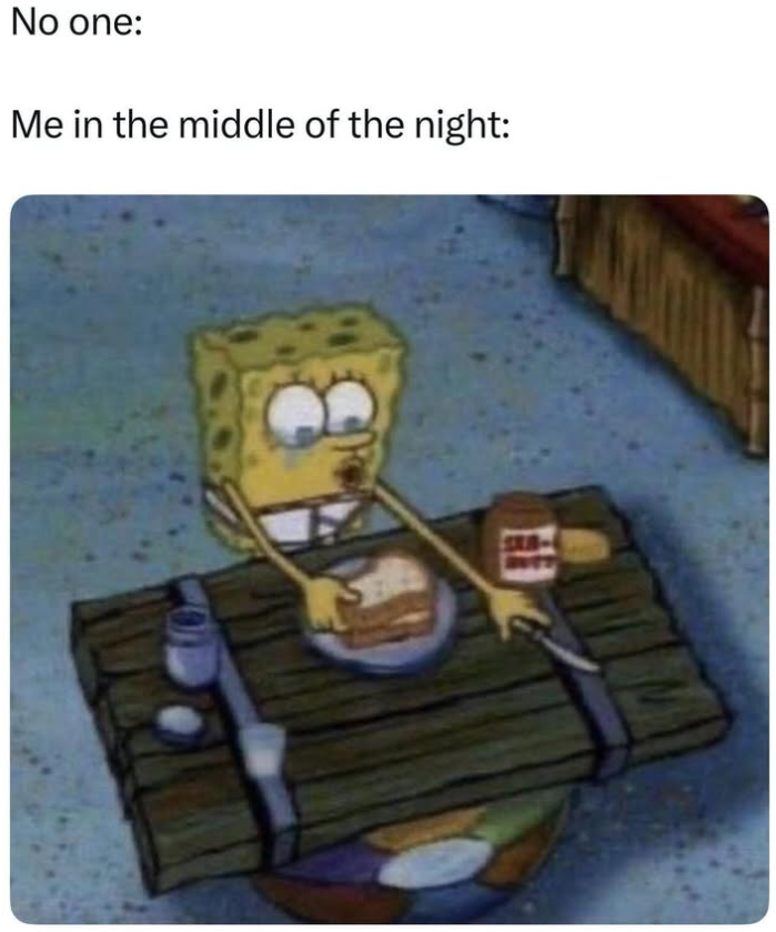 No one: Me in the middle of the night: