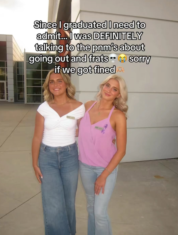 Since I graduated I need to admit... I was DEFINITELY talking to the pnm's about going out and frats.. if we got fined sorry