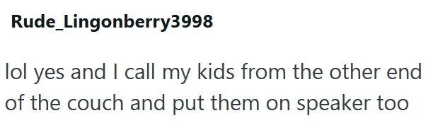 Rude_Lingonberry3998 lol yes and I call my kids from the other end of the couch and put them on speaker too
