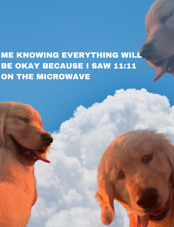 ME KNOWING EVERYTHING WILL BE OKAY BECAUSE I SAW 11:11 ON THE MICROWAVE