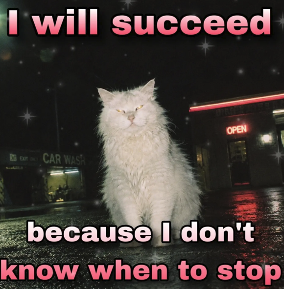 I will succeed OPEN EX EXIT ONC CAR WASH because I don't know when to stop