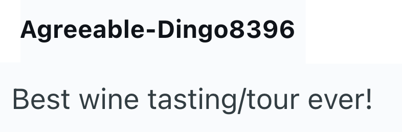 Agreeable-Dingo8396 Best wine tasting/tour ever!