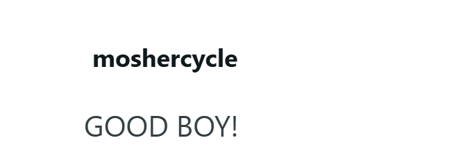 moshercycle GOOD BOY!