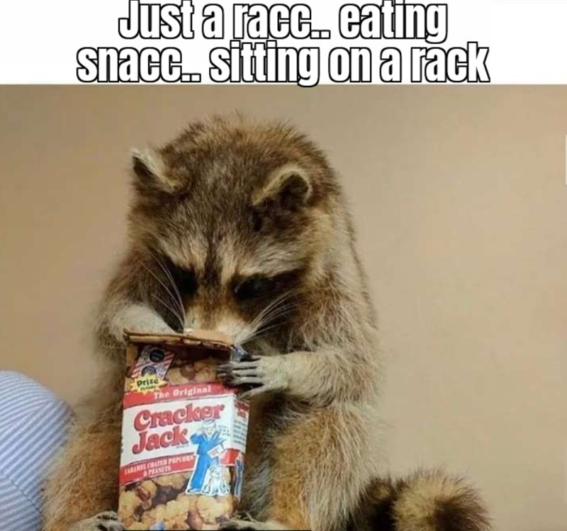 Just a race.. eating Snace... sitting on a rack Prize The Original Cracker Jack CARAMEL COATED PAPERS PEASETS