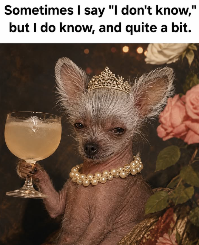 Sometimes I say "I don't know," but I do know, and quite a bit.