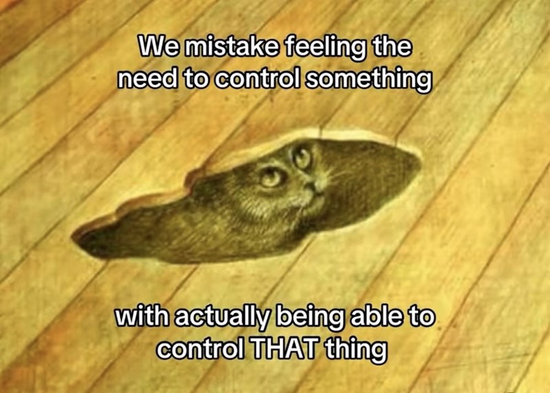 We mistake feeling the need to control something with actually being able to control THAT thing