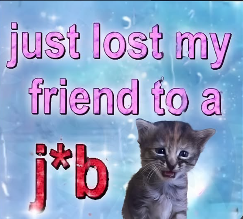 just lost my friend to a j*b