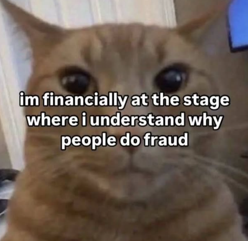 im financially at the stage where i understand why people do fraud