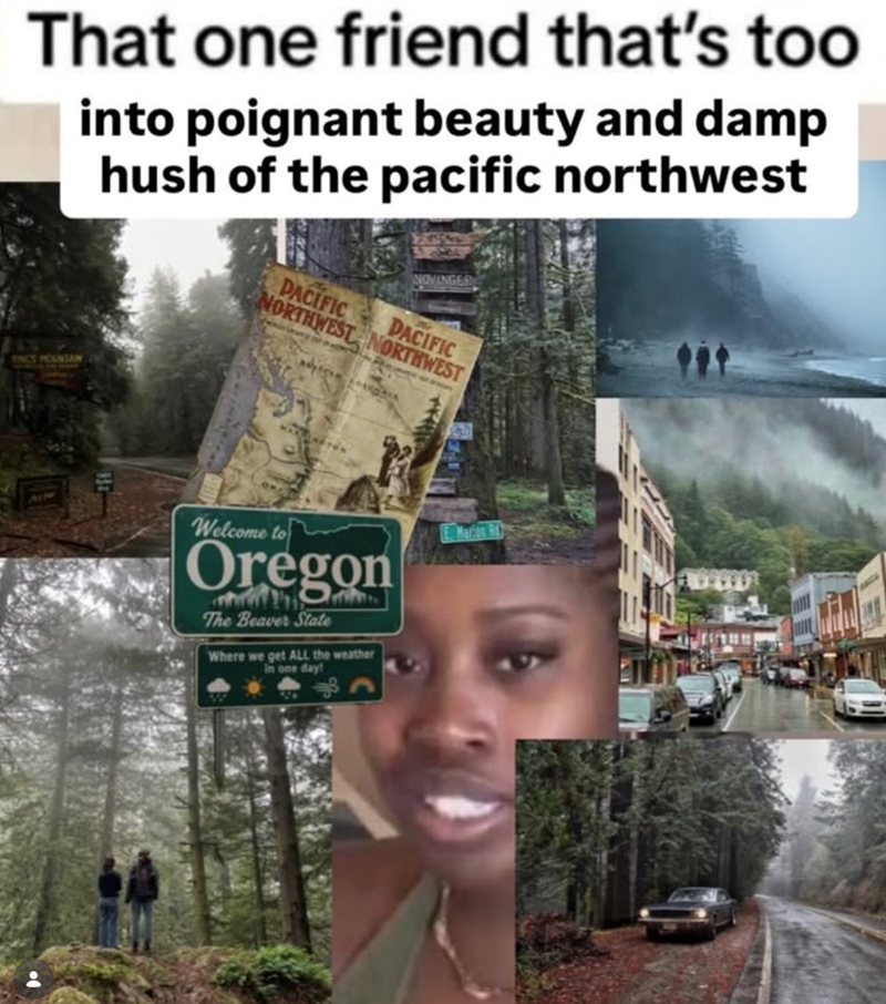 That one friend that's too into poignant beauty and damp hush of the pacific northwest FINCS HOUNTAN NOVINGER PACIFIC NORTHWEST NORTHWEST PACIFIC Welcome to Oregon The Beaver State Where we get ALL the weather in one day!