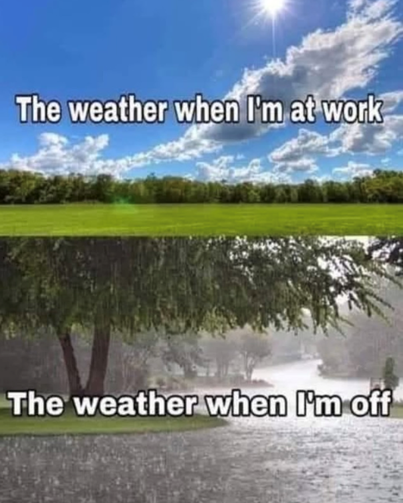 The weather when I'm at work The weather when I'm off