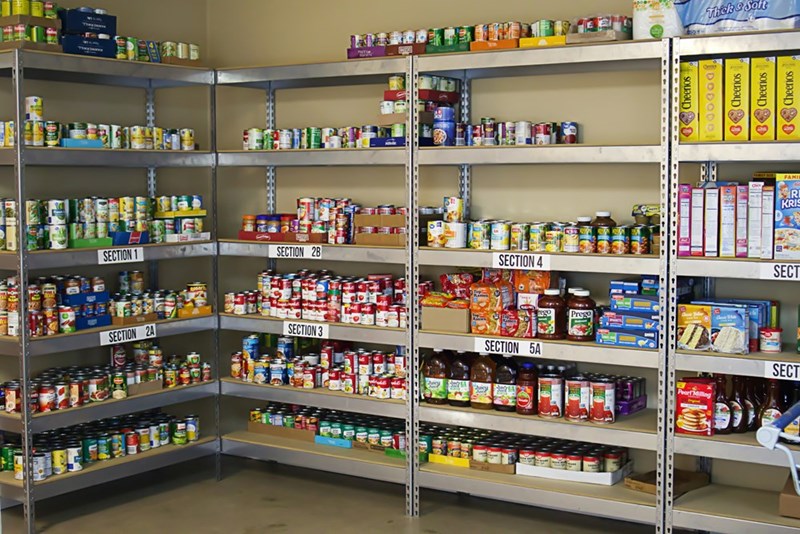 A pantry full of non-perishable food.