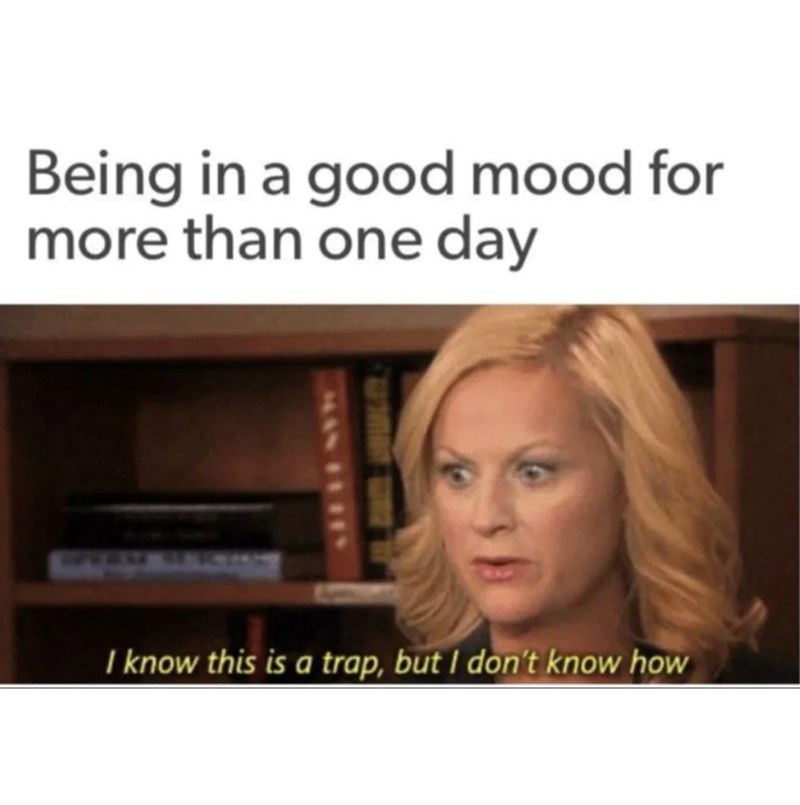 Being in a good mood for more than one day I know this is a trap, but I don't know how