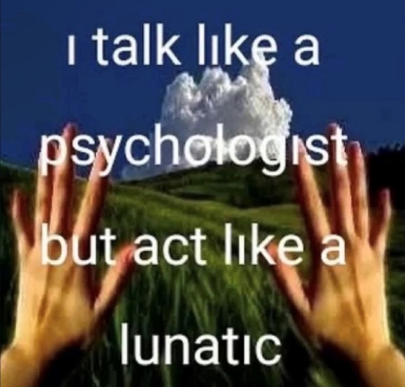 I talk like a psychologist but act like a lunatic