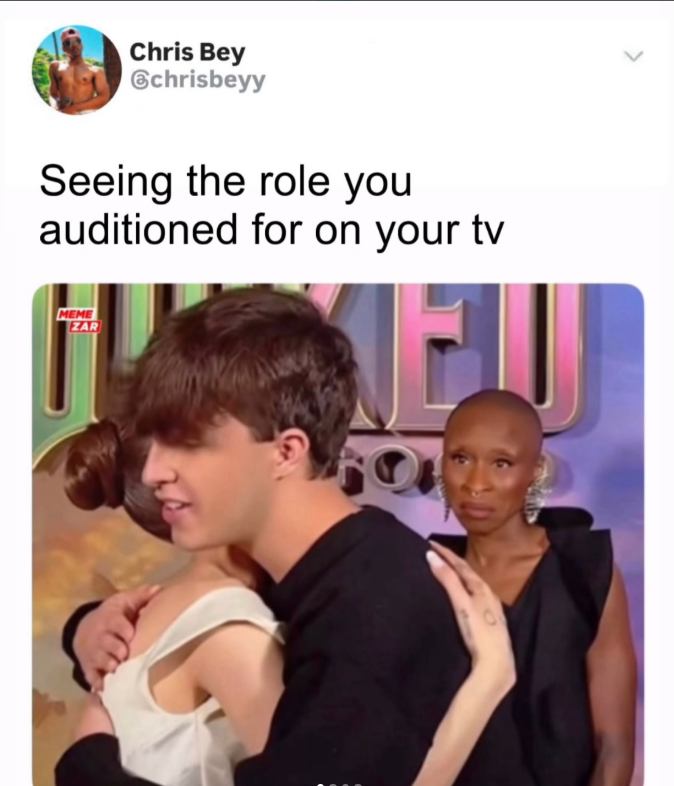 Chris Bey ⑥chrisbeyy Seeing the role you auditioned for on your tv MEME ZAR