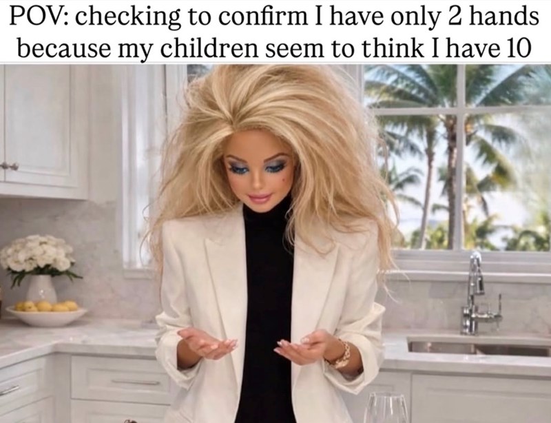 POV: checking to confirm I have only 2 hands because my children seem to think I have 10