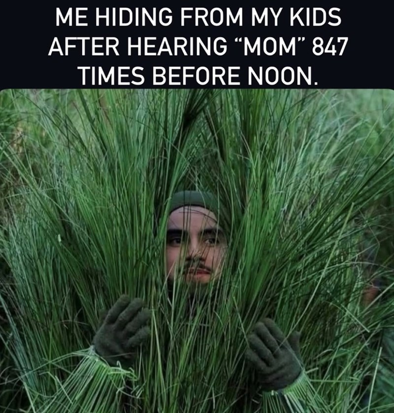 ME HIDING FROM MY KIDS AFTER HEARING "MOM" 847 TIMES BEFORE NOON. 74ge